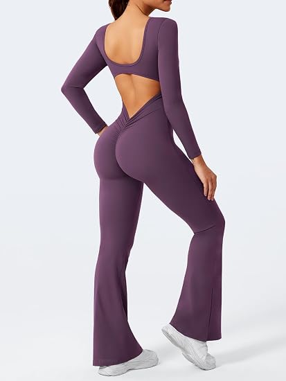 Long Sleeve Backless Wide Leg Jumpsuit
