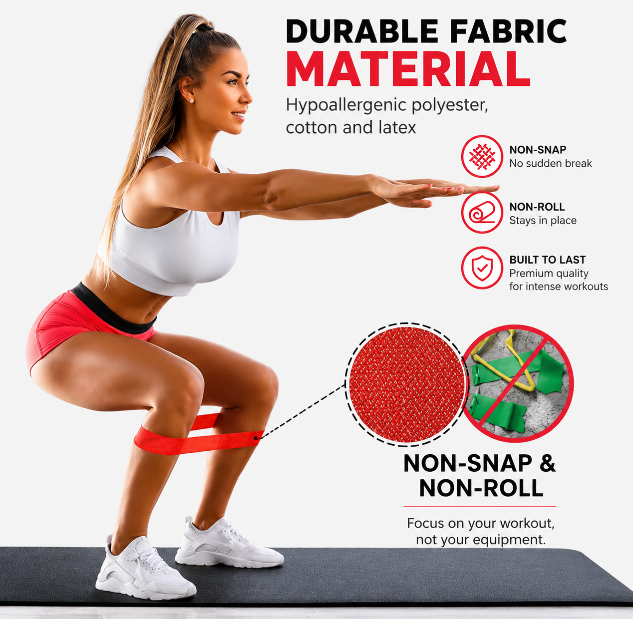 Heavy Fabric Resistance Bands Set