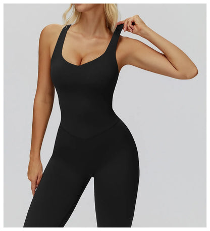 FlexFlow Cross-Back Flare Jumpsuit