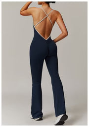 Nude Feel Cross Back Flared Yoga Jumpsuit