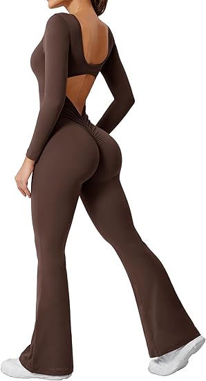Long Sleeve Backless Wide Leg Jumpsuit