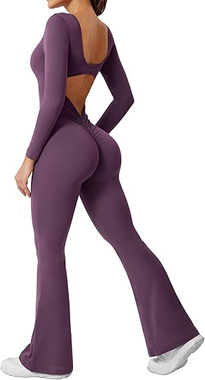 Long Sleeve Backless Wide Leg Jumpsuit