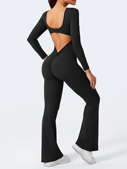 Long Sleeve Backless Wide Leg Jumpsuit