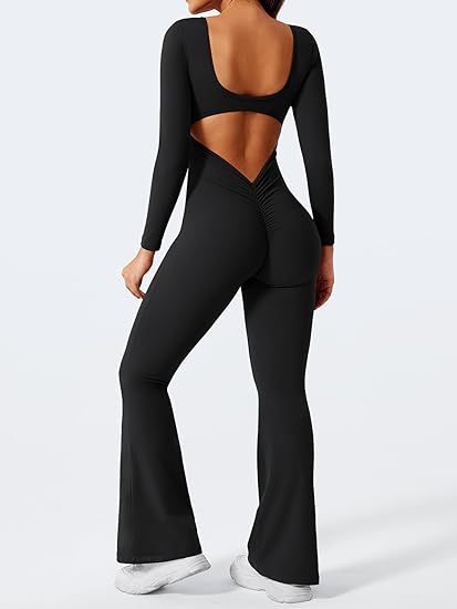 Long Sleeve Backless Wide Leg Jumpsuit