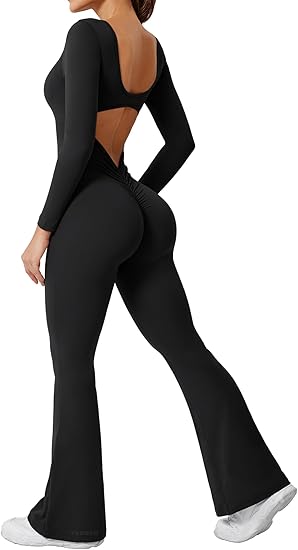 Long Sleeve Backless Wide Leg Jumpsuit