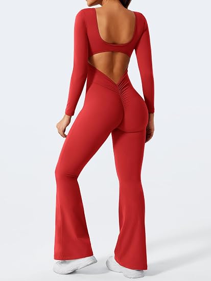 Long Sleeve Backless Wide Leg Jumpsuit