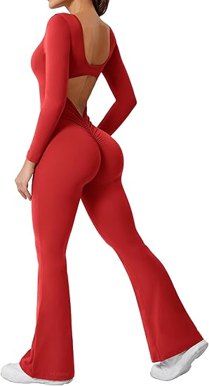 Long Sleeve Backless Wide Leg Jumpsuit