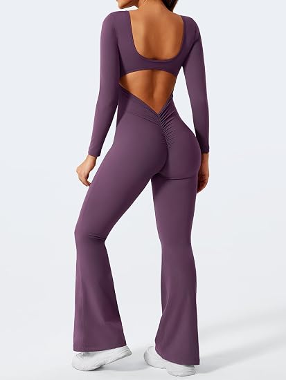 Long Sleeve Backless Wide Leg Jumpsuit