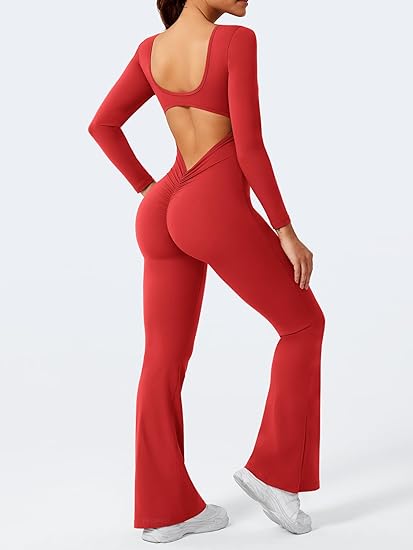 Long Sleeve Backless Wide Leg Jumpsuit