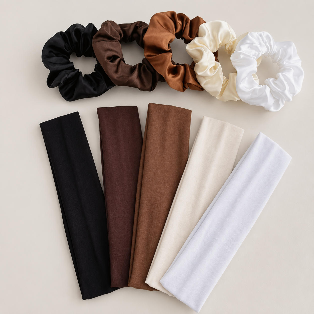 Simple Style Two-Piece Headband & Satin Scrunchie Set