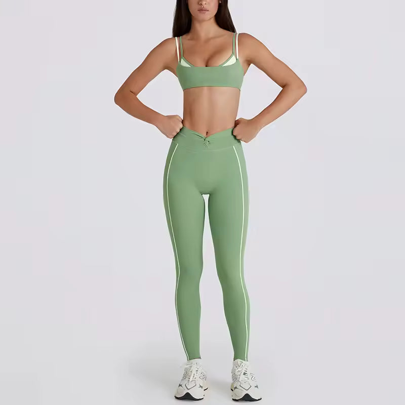 Color Block Backless Yoga Set