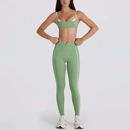 Color Block Backless Yoga Set