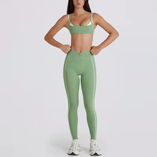 Color Block Backless Yoga Set