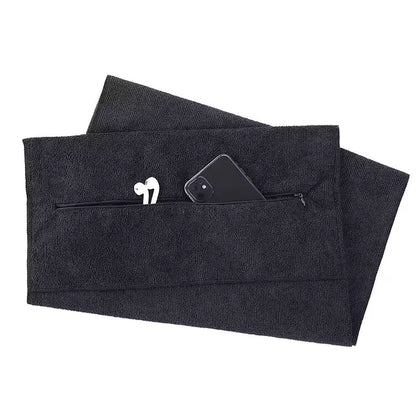 Quick-Dry Sports Towel with Phone Pocket
