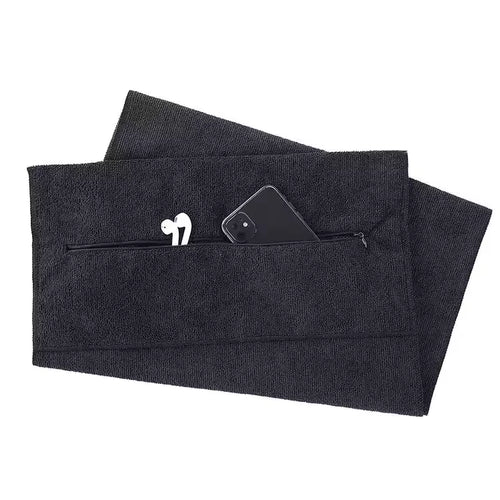 Quick-Dry Sports Towel with Phone Pocket