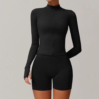 SculptFit Zip-Up Jacket & Biker Shorts Set
