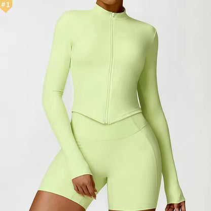 SculptFit Zip-Up Jacket & Biker Shorts Set