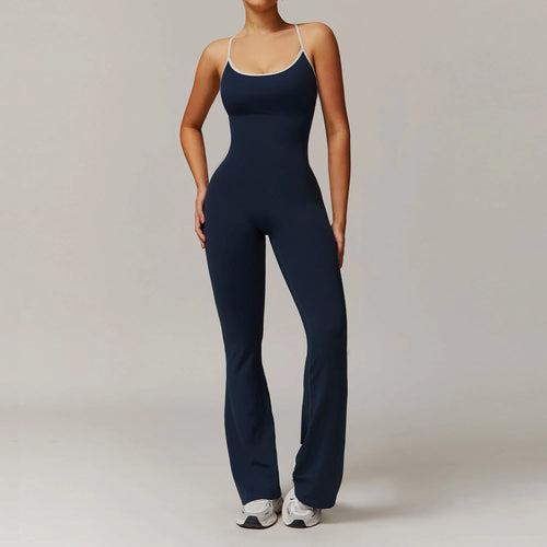 Nude Feel Cross Back Flared Yoga Jumpsuit