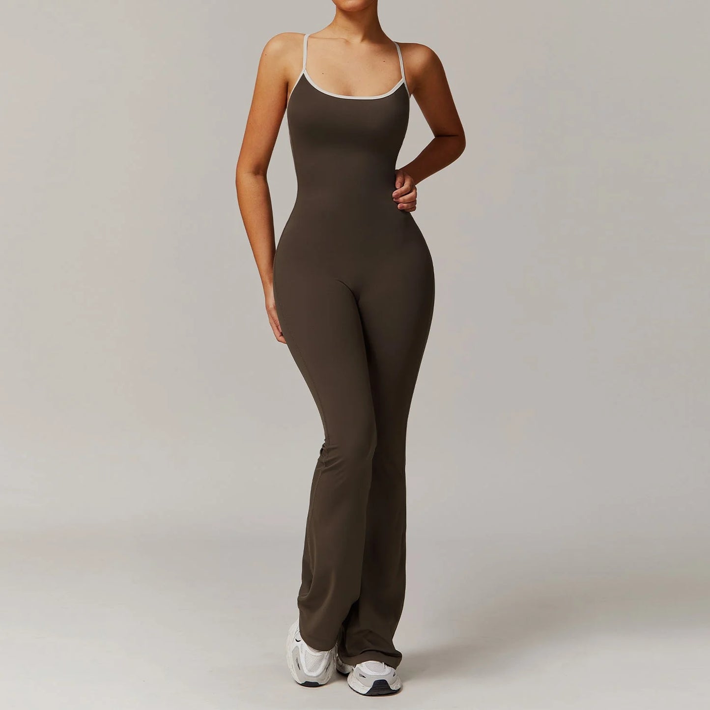 Nude Feel Cross Back Flared Yoga Jumpsuit
