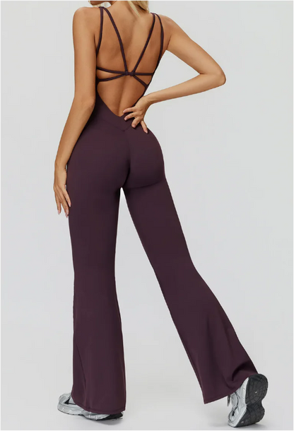 Butterfly Back Yoga Flared Jumpsuit