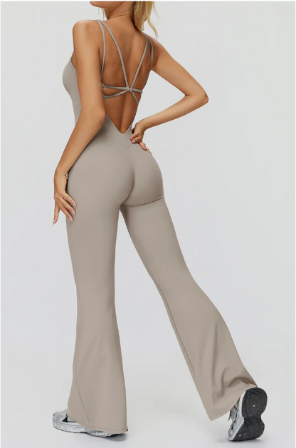 Butterfly Back Yoga Flared Jumpsuit