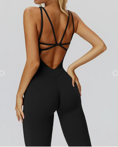 Butterfly Back Yoga Flared Jumpsuit