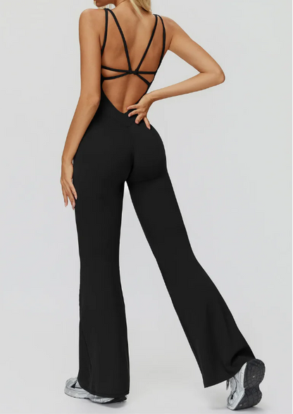 Butterfly Back Yoga Flared Jumpsuit