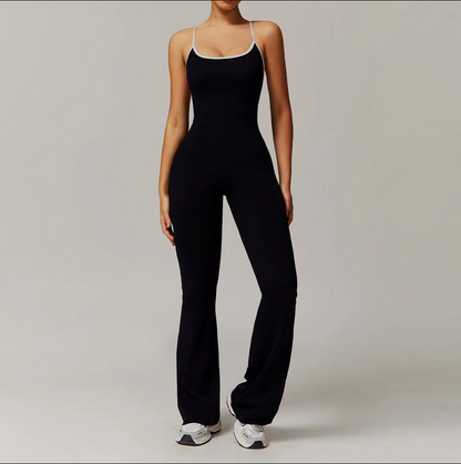 Nude Feel Cross Back Flared Yoga Jumpsuit